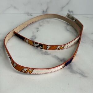 Skinny Belt Cow Chain Print Silver Buckle 45 Inch Fits Med Large